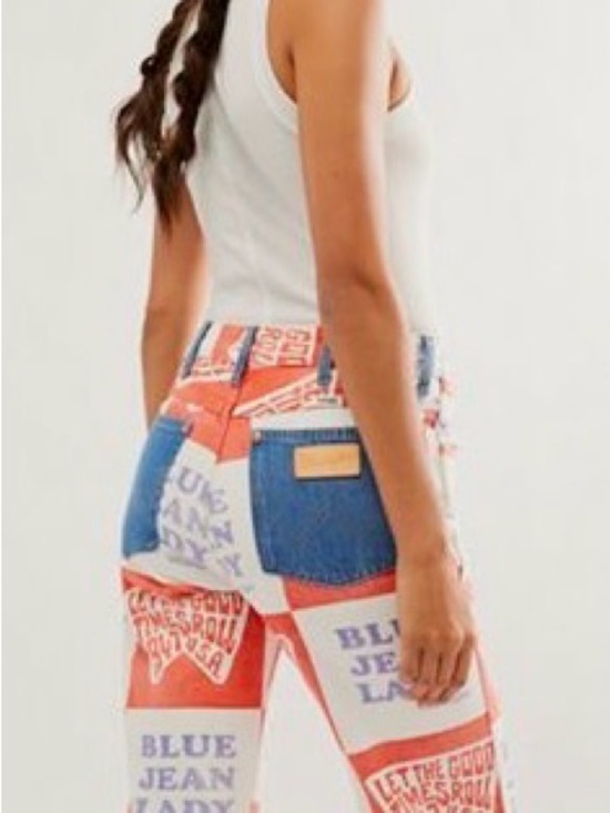 Wrangler Denim - Wrangler Red & White 'Blue Jean Lady' Graphic Patchwork Jeans